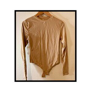 SKIMS LONG SLEEVE CREW NECK BODYSUIT IN MICA SIZE XL